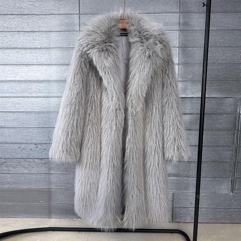 

Women s Faux Fur Mid Length Suit Collar Mid Length Winter Women s Coat Jacket XL