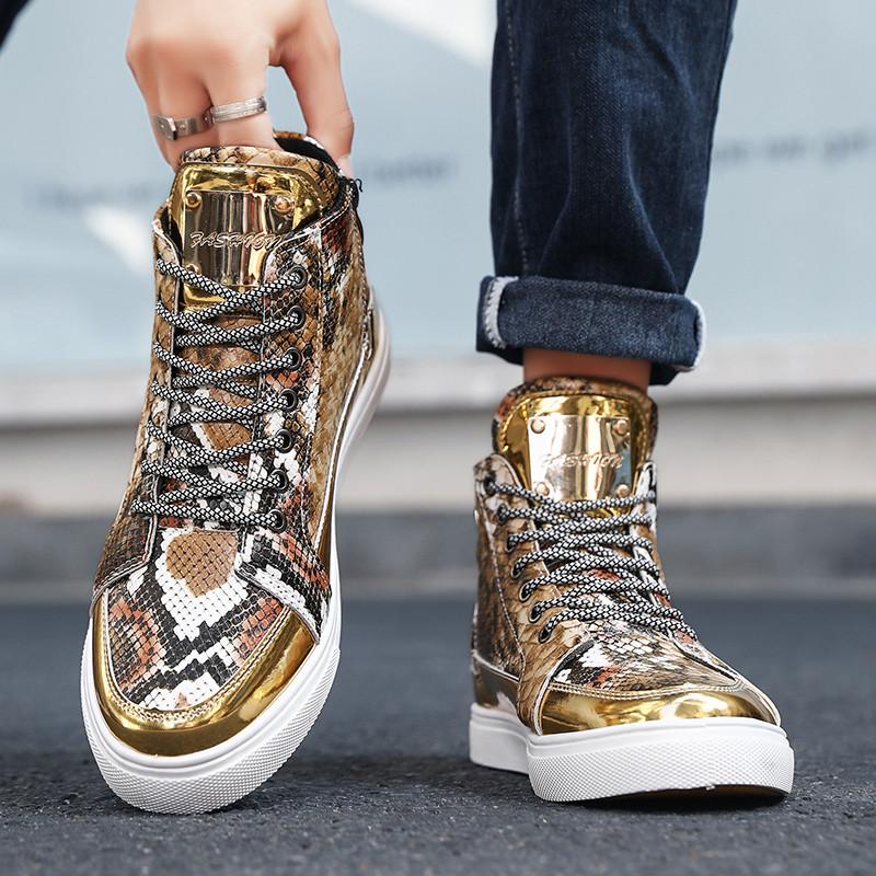 High Top Metallic Gold Sneakers Mens Gold Shoes Men Customizable