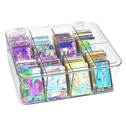 Large Capacity Trading Card Storage Box, Loader Compatible, High Visibility, Small Item Storage, Waterproof, Dividers, Lid Included