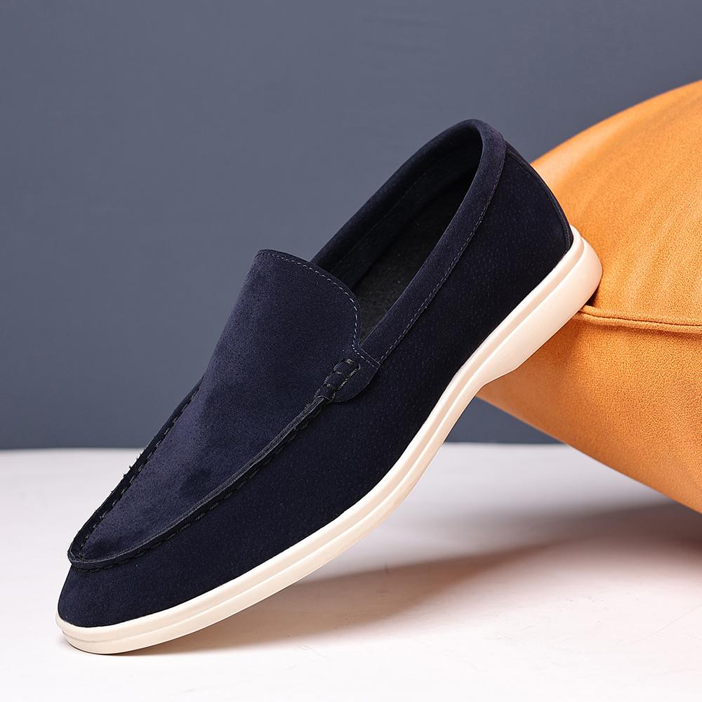 Fashion Breathable Male Walking Shoes Luxury Brand Men's Suede Loafers Casual Slip-On Dress Shoes All-match Comfortable Flat for Men