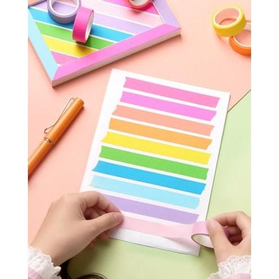 Masking tape 10 pieces set fluorescent colors plain washi pastel solid color DIY craft journal planner scrapbook wrapping gift decoration