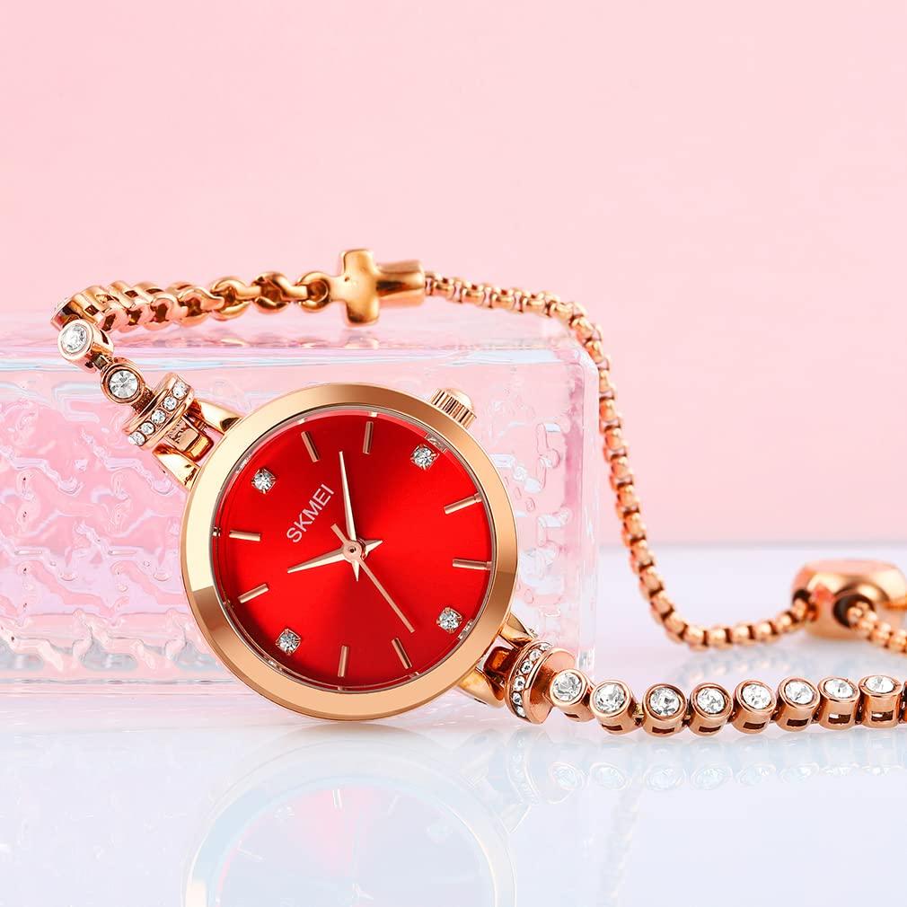 Bracelet Gold Quartz Red Bangle Watch Women's Watch, Cute, Stylish, Waterproof, Casual, Movement, Simple, Brand-Name, High-Quality, Gift, Luxury,