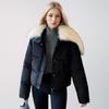 Down Padded Jacket  Winter  Design Sense Splicing Large Lapel Padded Jacket Down Padded Jacket