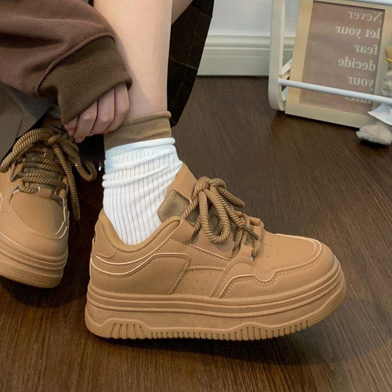 Fashion Women's Shoes High On Platform Lace Up Round Toe Spring Autumn Retro Ladies Footwear Daily Routine Designer Luxury Y2k Fashion