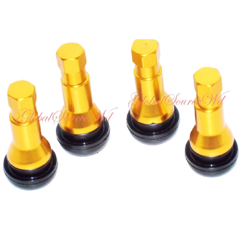 4 Kits TR 41 Chrome Yellow (Gold) Color Snap-In Tire Valve Stems