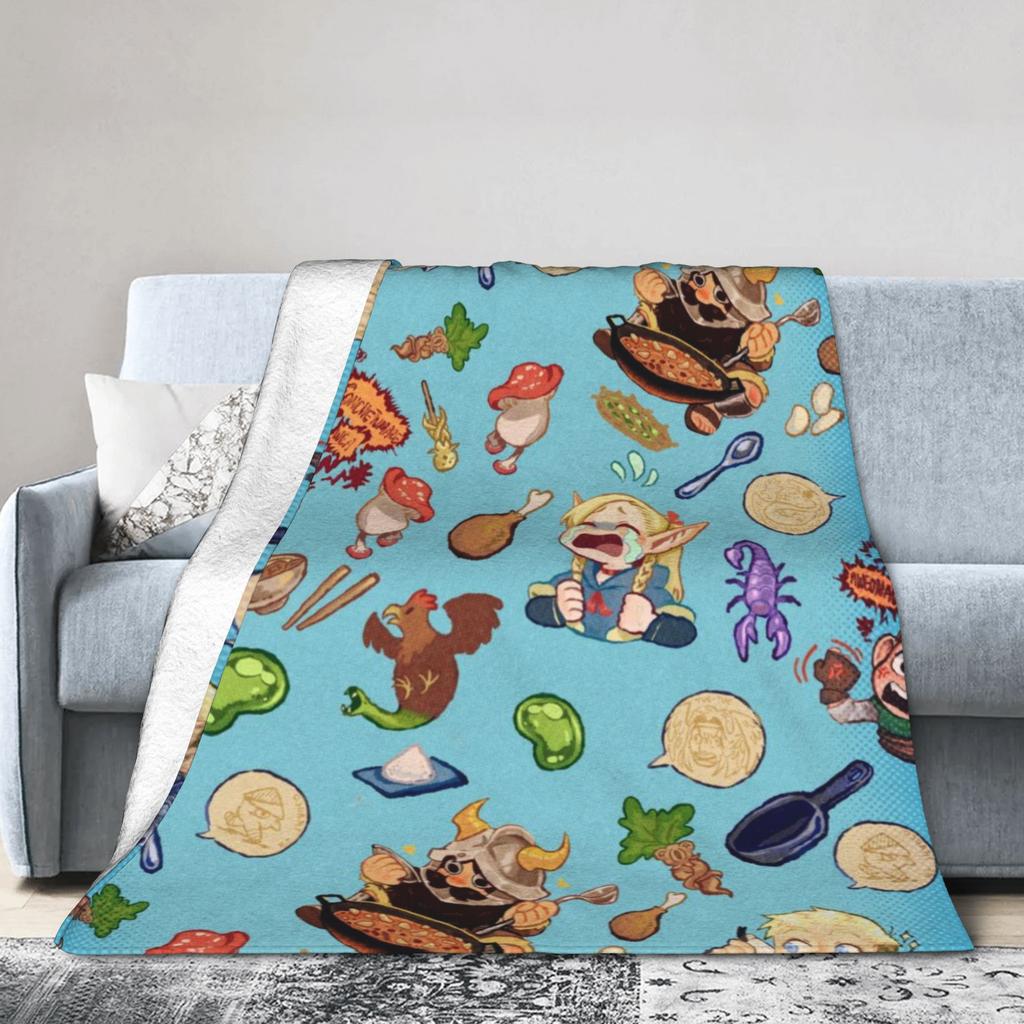 Super Soft Deliciousd in Dungeons Marcille and Senshi Throw Blanket Premium Flannel Bed Blanket Cozy Fluffy Blankets All Season