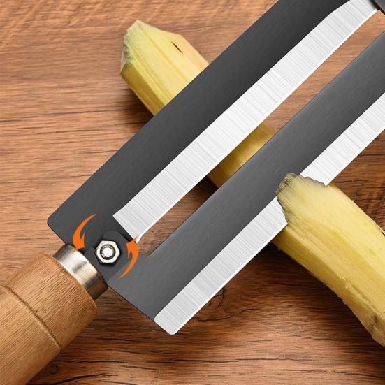 Škrabka na cukrovou třtinu a ananas s dřevěnou rukojetí z vysoce uhlíkové oceli Zeleninová a ovocná škrabka pro silné slupky Ergonomická Nerezová Nezbytnost do kuchyně