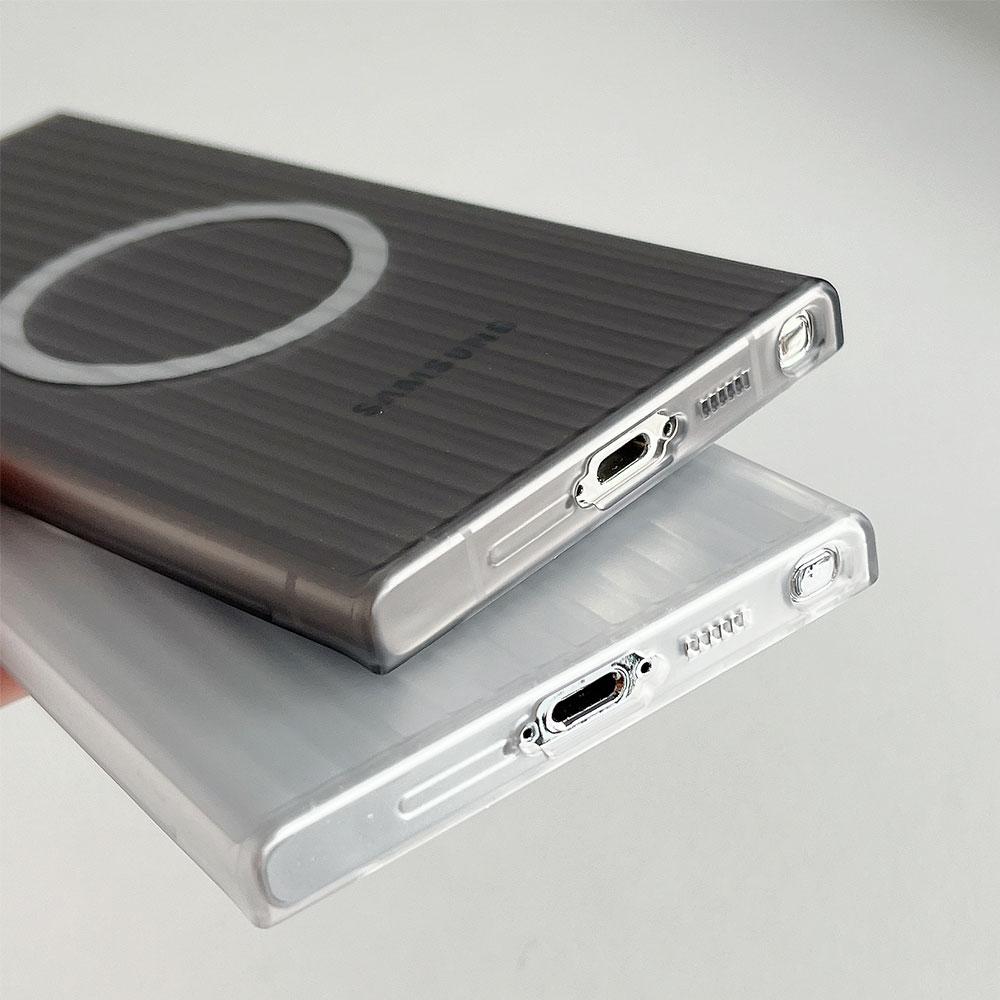 Klarer Gepäckmuster-Magnet-Case für Samsung Galaxy S24 23 Ultra Plus MagSafe-Laden Vollschutz Matte Hartschalen-Rückseite
