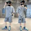 Sommer Kinder Jungen T-Shirt + Shorts 2-teiliges Set Buchstabendruck Kinder Teen Lose Bequeme Sport Freizeitkleidung 4-14 Jahre alt