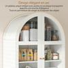Kitchen Display Cabinet, 4 Doors, 2 Acrylic, Adjustable Shelves, 78 x 40 x 180 cm, White