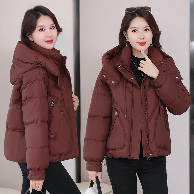 Fashionable Short Hooded Down Cotton Jacket for Women 2025 Winter New Age-reducing Slimming Versatile Thickened Padded Jacket