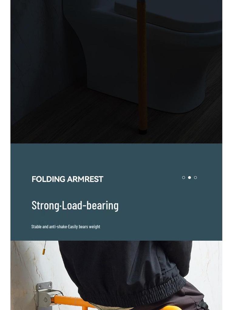 Barrier-Free Folding Toilet Armrest for Disabled & Elderly - ABS Bathroom Shower Commode Handrail