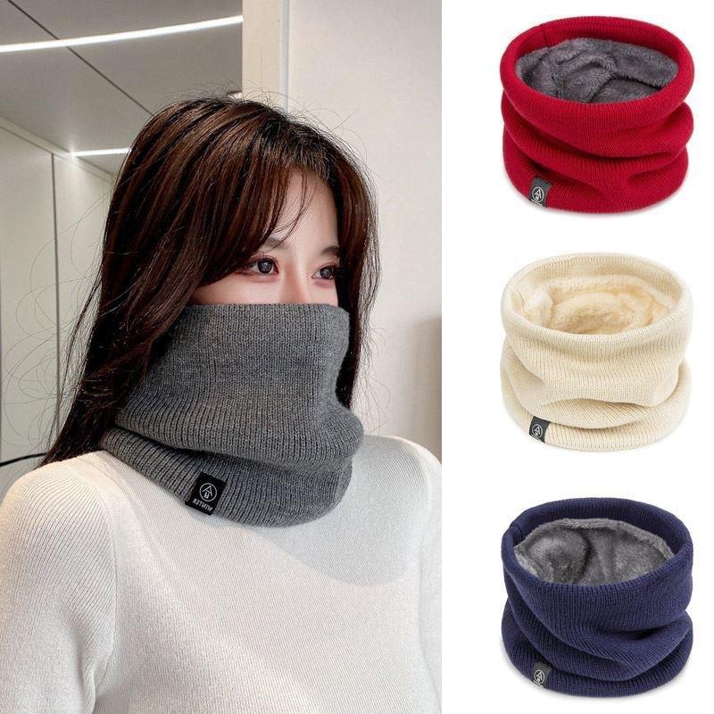 Upgraded Model Women Knitted Scarf Solid Cashmer Like Winter Scarves Lady Warm Thick Unisex Men Neck Scarfs Ring