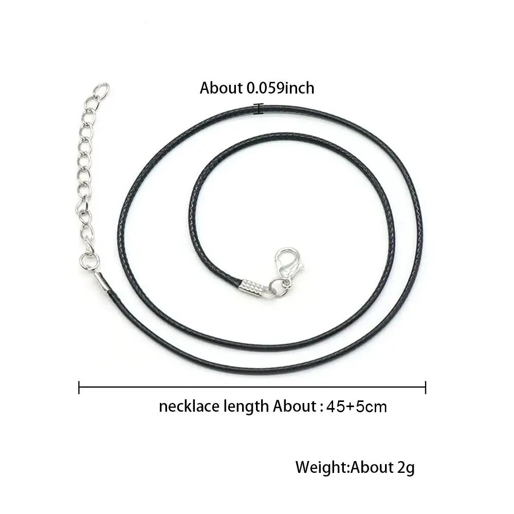 50Pcs Braided Adjustable Black Leather Rope Wax Cord DIY Handmade Necklace Pendant Lobster Clasp String Cord Jewelry Chain
