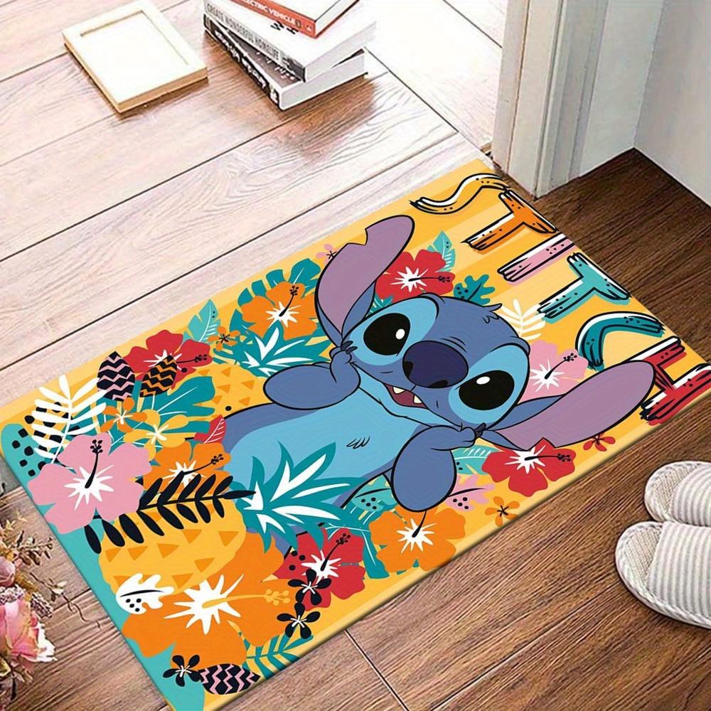 

1pc Stitch and Flowers Rug - Non-Slip, Machine Washable Polyester Carpet for Living Room, Bedroom, Bathroom & Laundry - Comfortable Home Decor Christm 60cm by 90cm