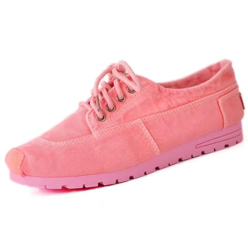 2026 Walk Women Fashion Canvas Casual Shoes Lacing Platform Candy-colored Out-door Washed Cloth Shoes Size 35-40