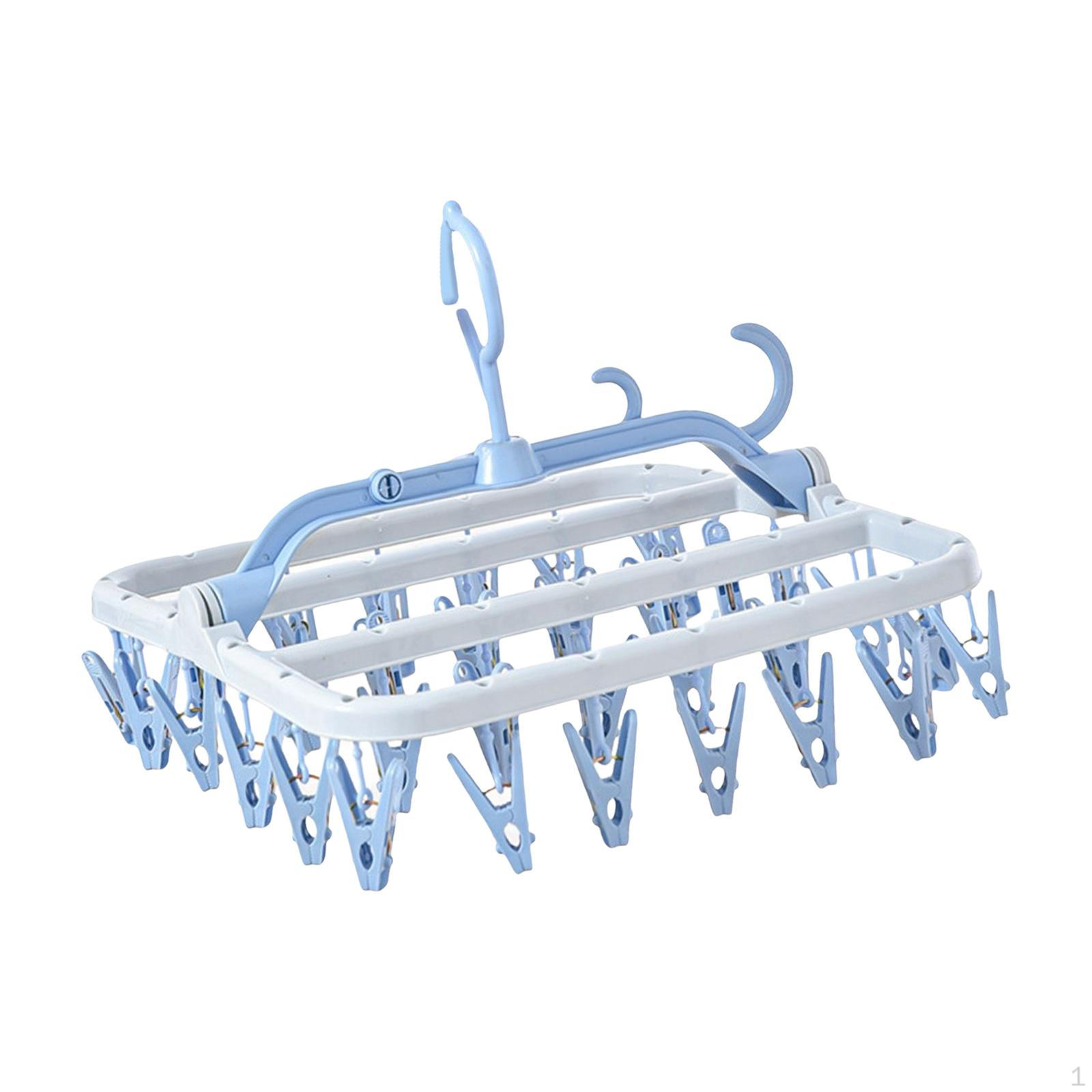 Сушилка для носков с зажимами и 32 зажимами ветрозащитная вращающаяся на 360 подвесная вешалка для носков синий 1150₽