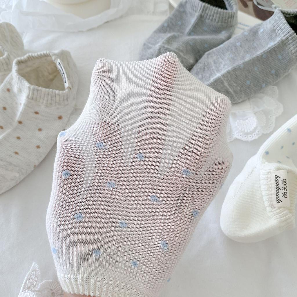 Socks Women'S Polka Dot Boat Socks Summer Thin Trend Women'S Socks Polka Dot Non-Slip Invisible Socks Shallow Socks
