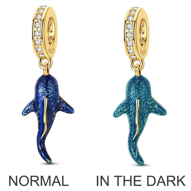 Original 925 Silver Charms Bead Gecko Dolphin Whale Shark Pendants Fit Women Girls Bracelet DIY Jewelry Gift