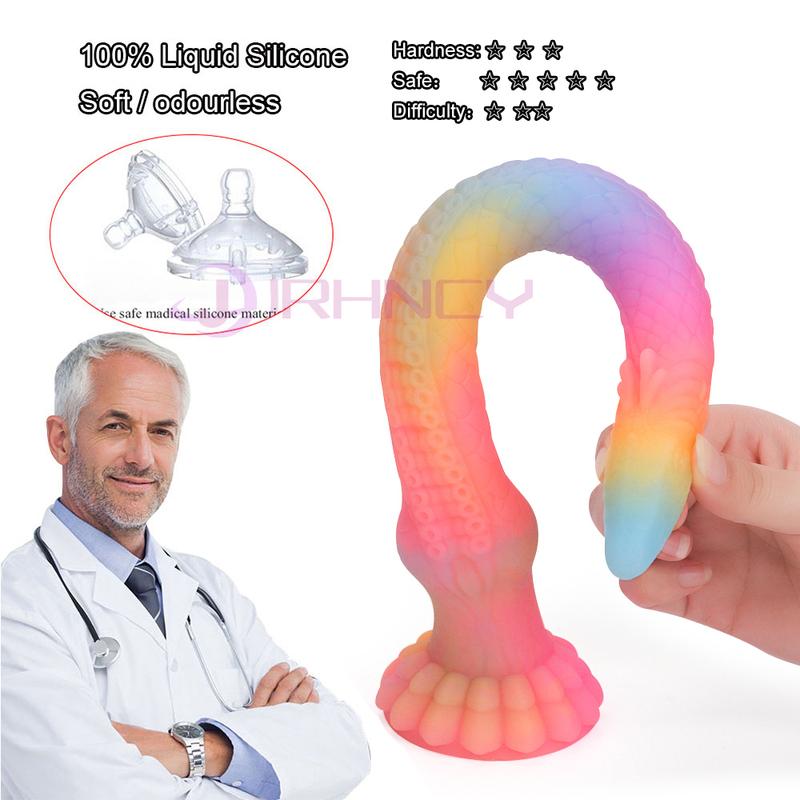 Super Huge Luminous Long Butt Plug Silicone Dildo Octopus Tentacles Anal Plug Dildo, Prostate Massage, BDSM Dilatador, 33"