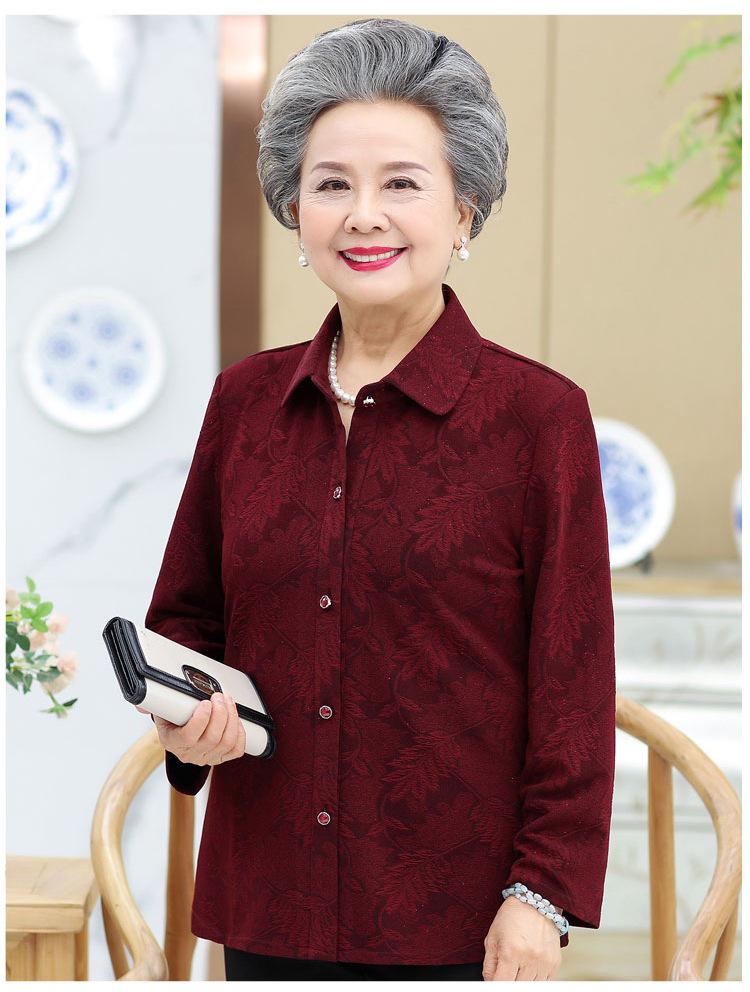 Grandma's Long-Sleeve Spring & Autumn Top for Elderly Women