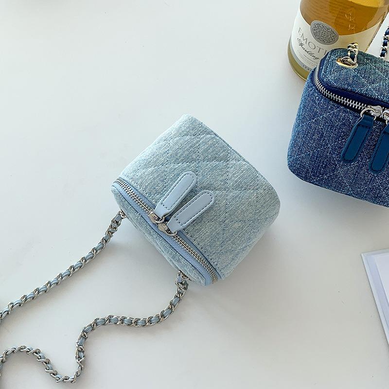 Rhombus box messenger bag women's niche design simple chain denim bag mini fashion shoulder bag women