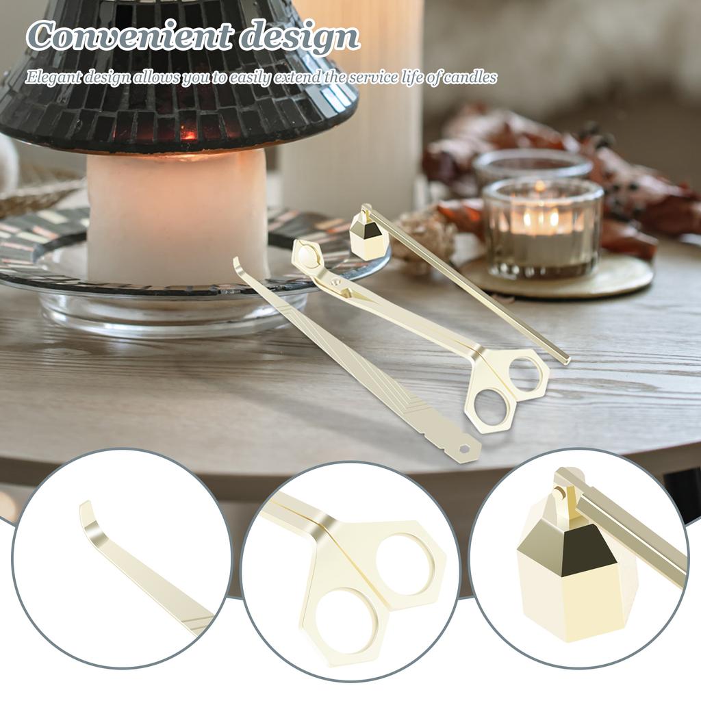 3Pcs Candle Extinguishing Tool Stainless Steel Candle Wick Trimmer Cutter Wick Dipper Candle Wick Trimmer Scissor Candle Stopper