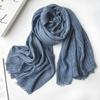 Gradient Color Block Bamboo Yarn Scarf for Women - Japanese Korean Mori Girl Style, Autumn Winter Cotton Linen Flax Shawl