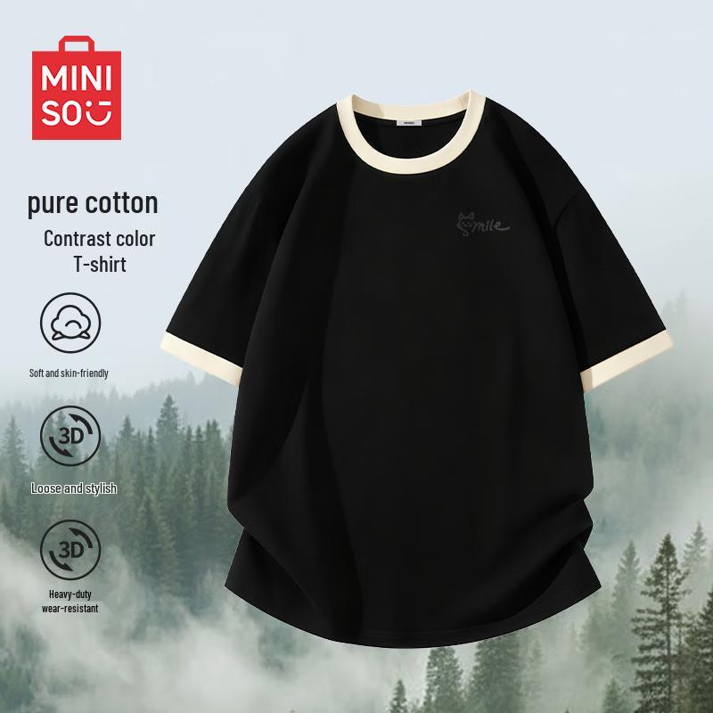 

MINISO Men s Heavyweight Xinjiang Cotton Short Sleeve T-Shirt M
