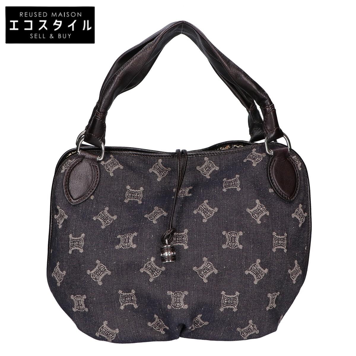 

CELINE [Beautiful Condition] Paris Macadam Denim Bitter Sweet Handbag NavyUsed