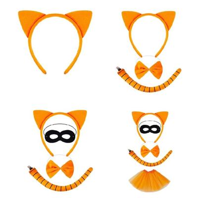 Kinder Tierkostüm Katzenohren Stirnband Fliege Tutu Rock Schwanz Set Katzen Kostüme Accessoires für Halloween Party Dekorationen