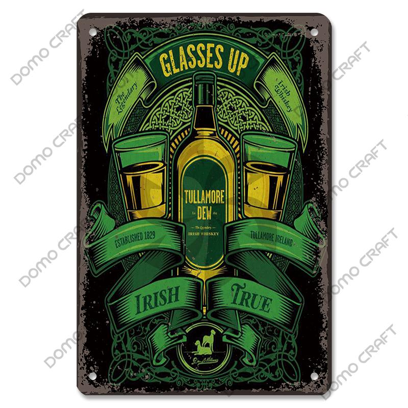 Irish Whiskey Poster Vintage Metal Plaque Sign Dublin Stout Metal Tin Plates Wall Decor for Bar Irish Pub Club Home
