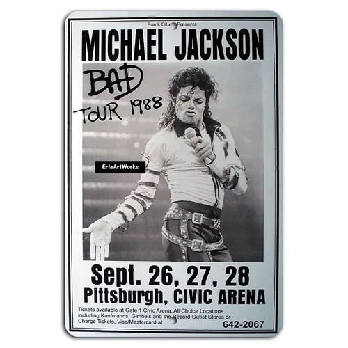 Майкл Джексон Bad Tour Концертный плакат жестяной сигналлюминий 20x30cm（7.8x11.8inch）