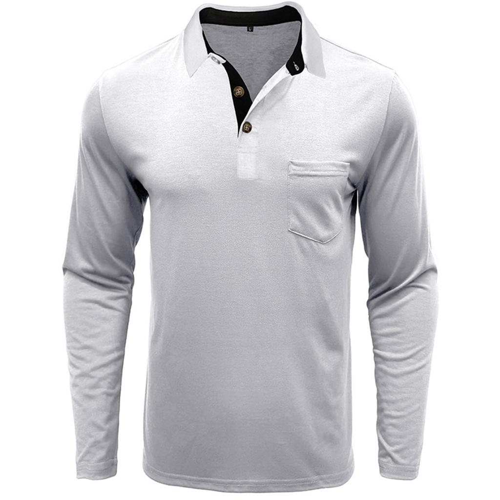 HERLNY Polo Long Sleeve Pullover Solid Plus Size S Men's Shirt, T-Shirt, Knit, Casual, Business, Stylish, Color, Moisture-Wicking, Quick-Drying,