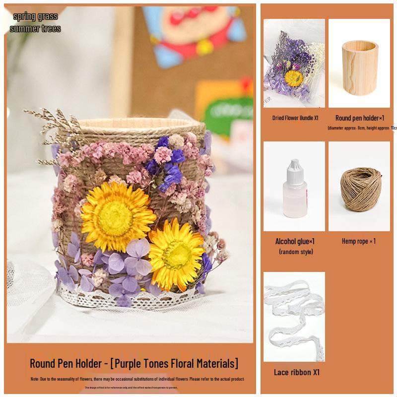 Preserved Flower Pen Holder DIY Kit - Mid-Autumn Festival Parent-Child Activity or Team Building
