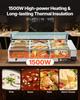 Commercial Food Warmer, 1500W Electric Stainless Steel Steam Food Warmer with Glass Cover, 9-Pan Countertop Buffet Bain Marie with Soup & Perforated