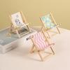 Cute Beach Chairs Mobile Phone Holder Mini Wooden Beach Chair Model Foldable Phone Holder Photography Prop Miniature Scene Decor