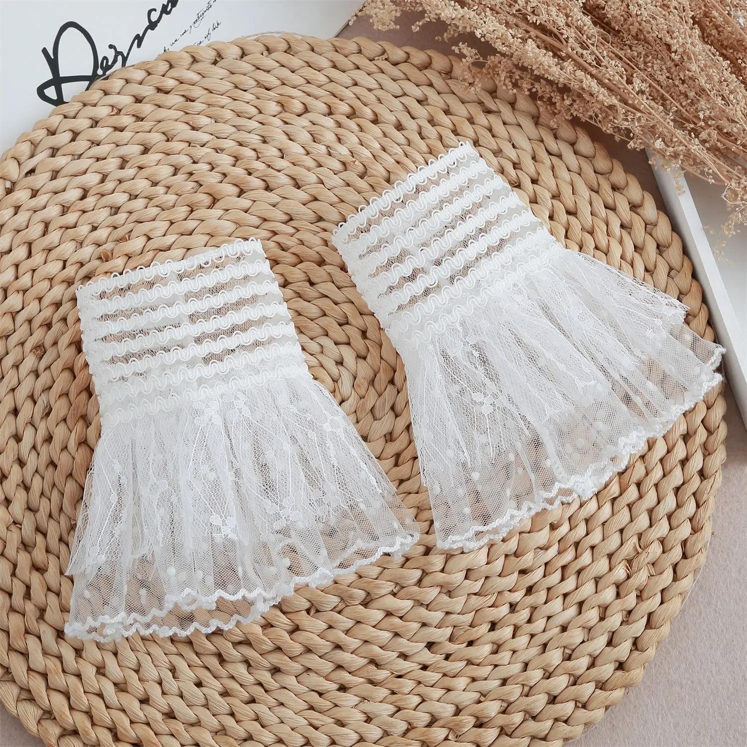 

Женские кружевные цветочные манжеты-рожки с оборками, съемные накладные рукава для свадьбы, рубашки, свитера, накладные рукава, грелки для запястий One Size