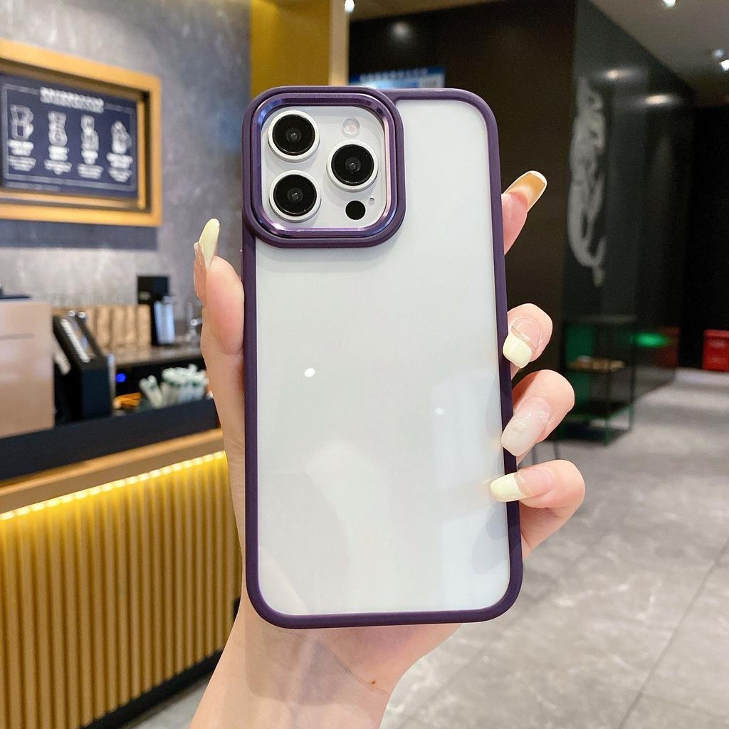Apple 16 Mobile Phone Case, Simple Candy Color, Suitable for Iphone15 Transparent Anti-drop 14ProMax Gold Shield Protective Case