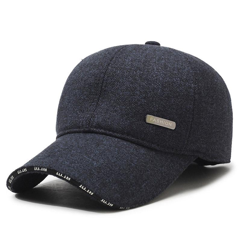 New Men'S Ear Protection Cotton Hat, Fleece Warm Baseball Cap, Middle-Aged And Elderly Outdoor Windproof And Cold-Proof Cap