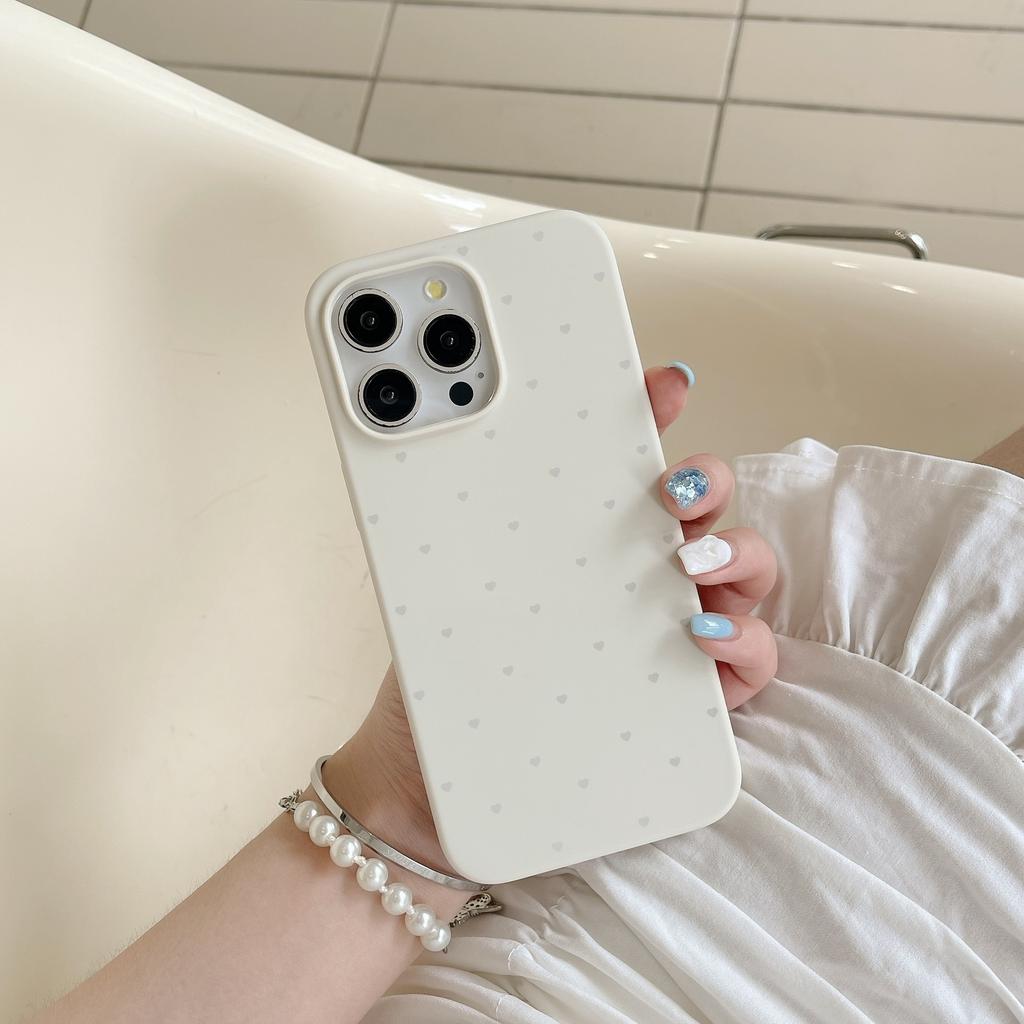 Liquid Silicone Solid Color Love Apple 15 Mobile Phone Case Suitable for IPhone14promax Anti-fall 13 Girls