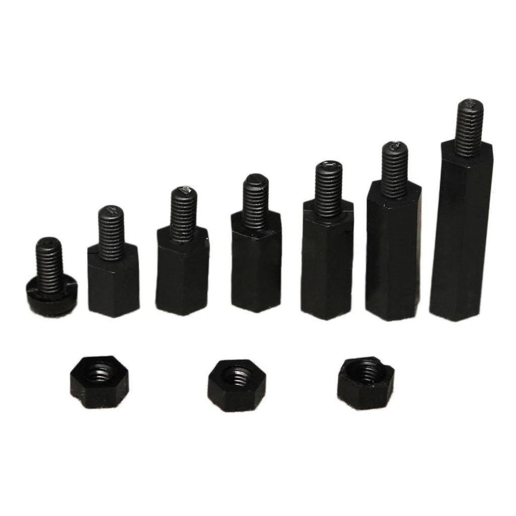 M3x15mm Hembra Rosca Nailon Hex Pilar Espaciador Pilar Negro 50 Piezas