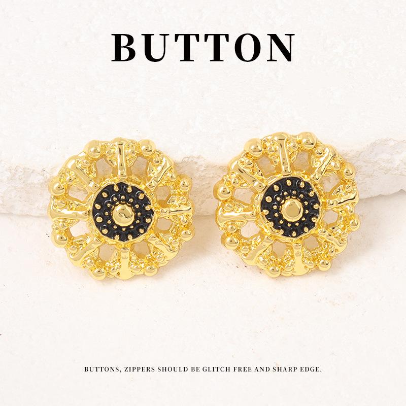 5pcs Gold Hollow Point Oil Metal Button Coat Trench Coat High Foot Button Sweater Jacket Button Accessories