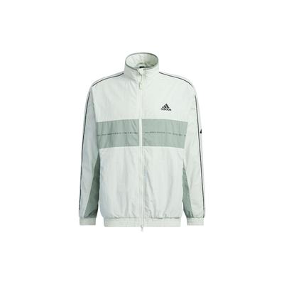 adidas Color-Block Logo Print Long-Sleeve Jacket Unisex Jackets Linen-Green IA9427