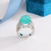 925 Silver Plated Hote Sale Blue Green Moissanite Ring Fire Sparkling Luxury Ring Female Party Birthday Jewelry Gift
