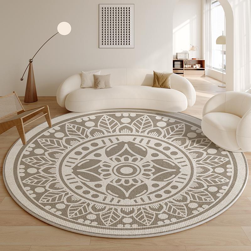 Minimalist Living Room Decoration Round Carpet Large Area Anti-slip Lounge Rug French Style Rugs for Bedroom Thick Washable Mat