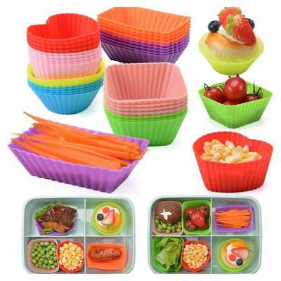 40 Pcs Lunch Box Dividers Set Reusable Silicone Cupcake Liners Baking Muffin Cups Heat Resistant Divider Cups for Lunchbox Bento Box