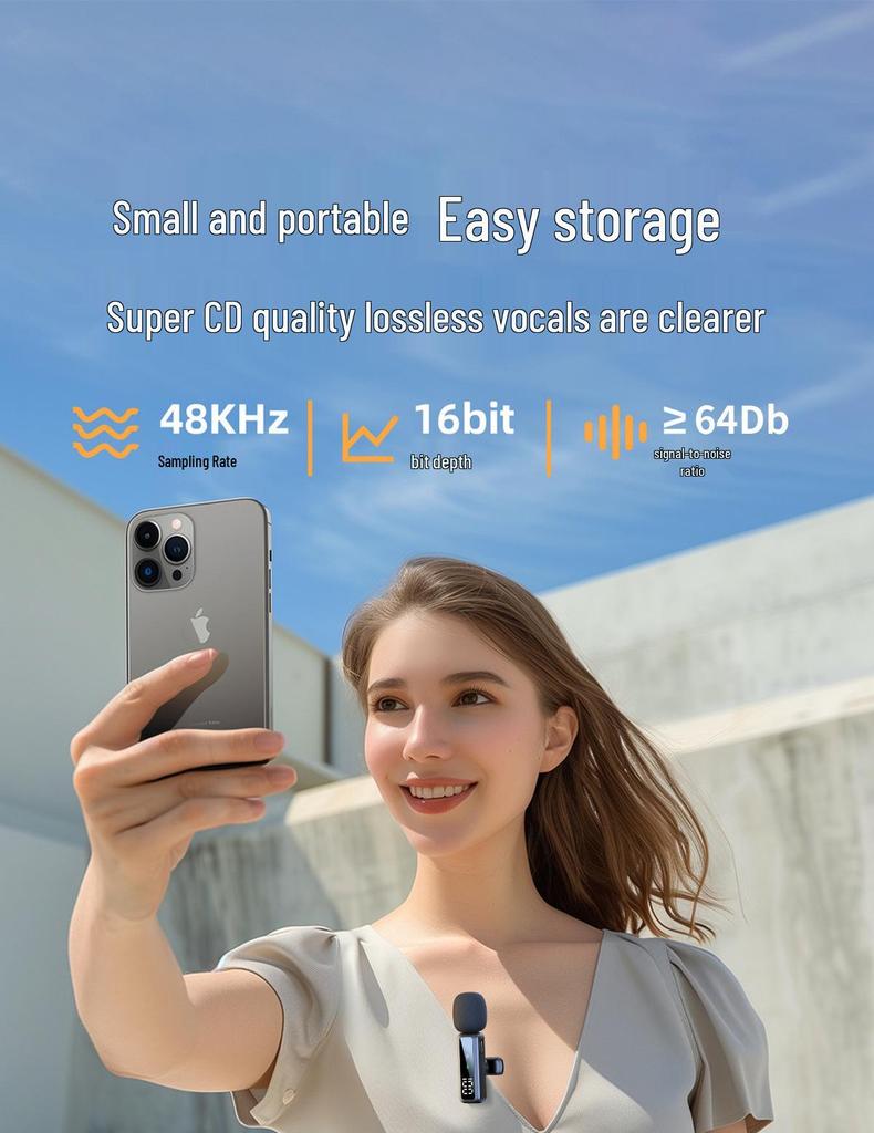 Universal Wireless Lapel Microphone with Noise Reduction for Outdoor Recording and Live Broadcasts