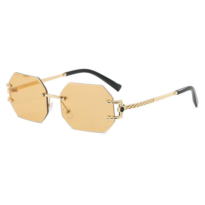 New rimless trimmed sunglasses, European and American fashion polygonal sunglasses, women's sunscreen, street photography ins glasses