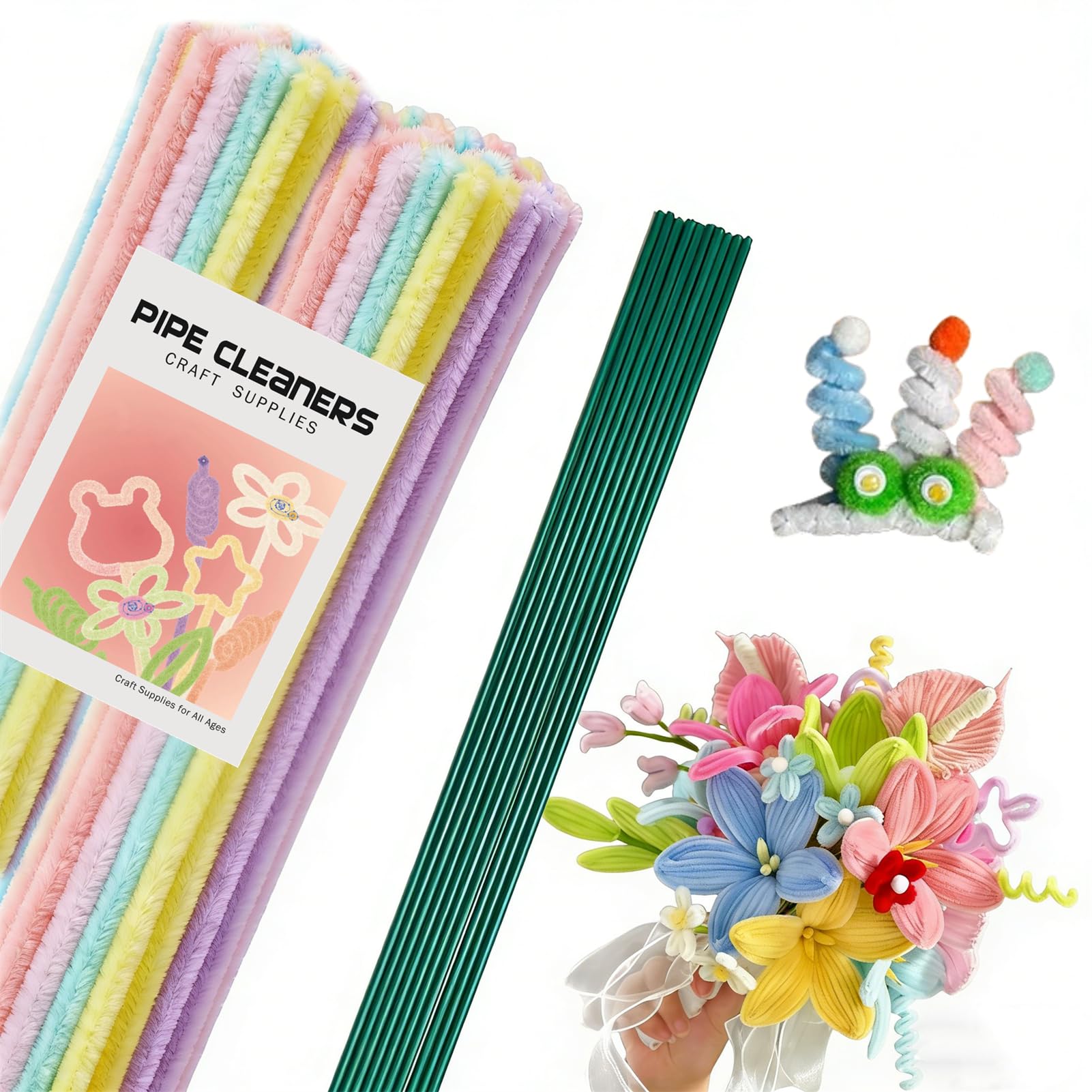 

URSDIART Craft Mall Color Mix Artificial Flower Stems 100 Sticks Children s Educational Toy Wire Art Skeleton Craft Supplies Macaron Colors